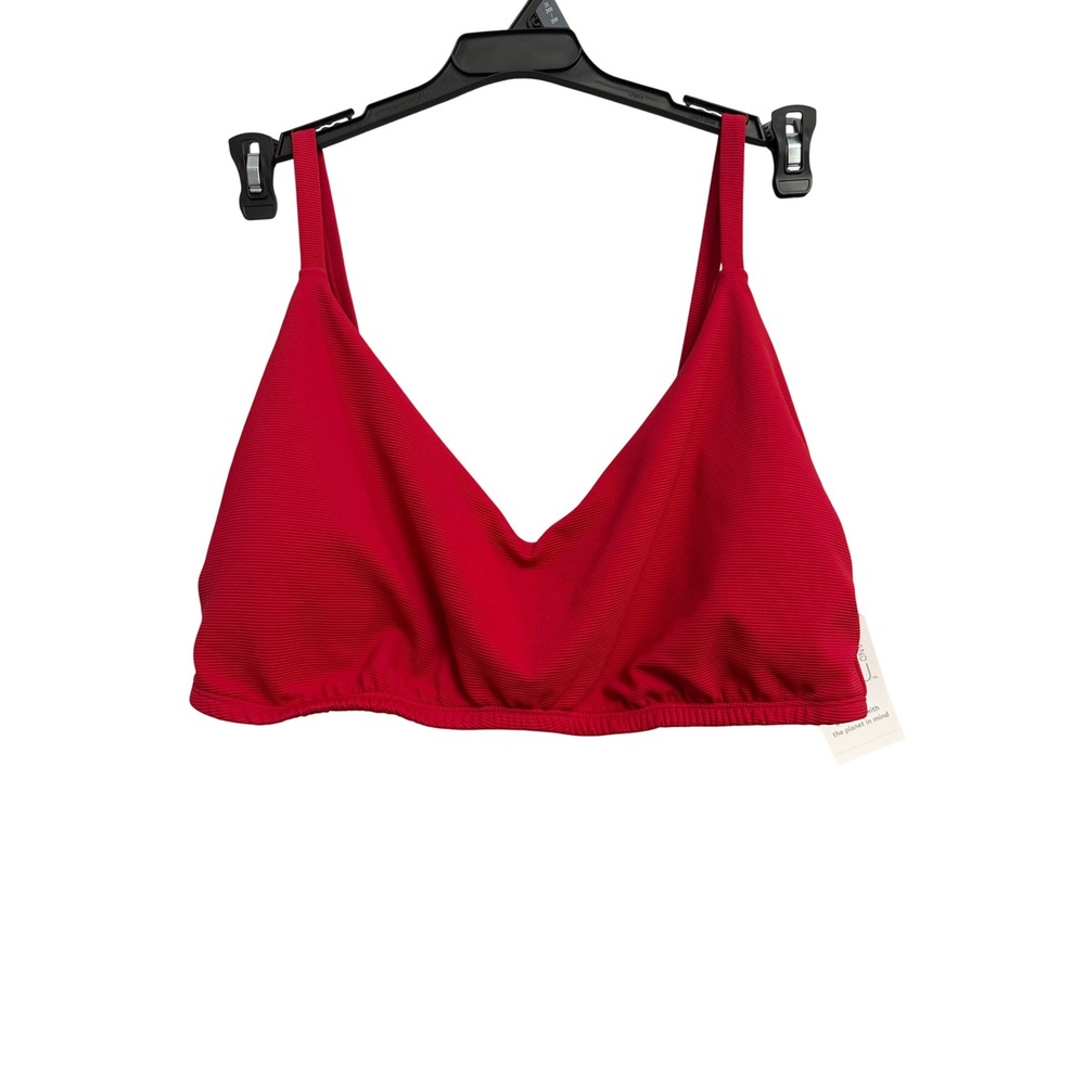 Time and Tru Womens Ribbed Bikini Swim Top Classic Red 3X 24W-26W Beach Resot